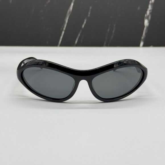 NEW PRADA SUNGLASSES PRA20S 16K5S0 WOMEN BLACK SPR A20 OVAL PR A20S 16K5S0 - Picture 3 of 10